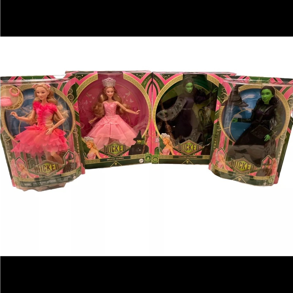 NEW Wicked Doll Glinda Elphaba Deluxe Edition URL MISPRINT VIRAL 4 Pk Set